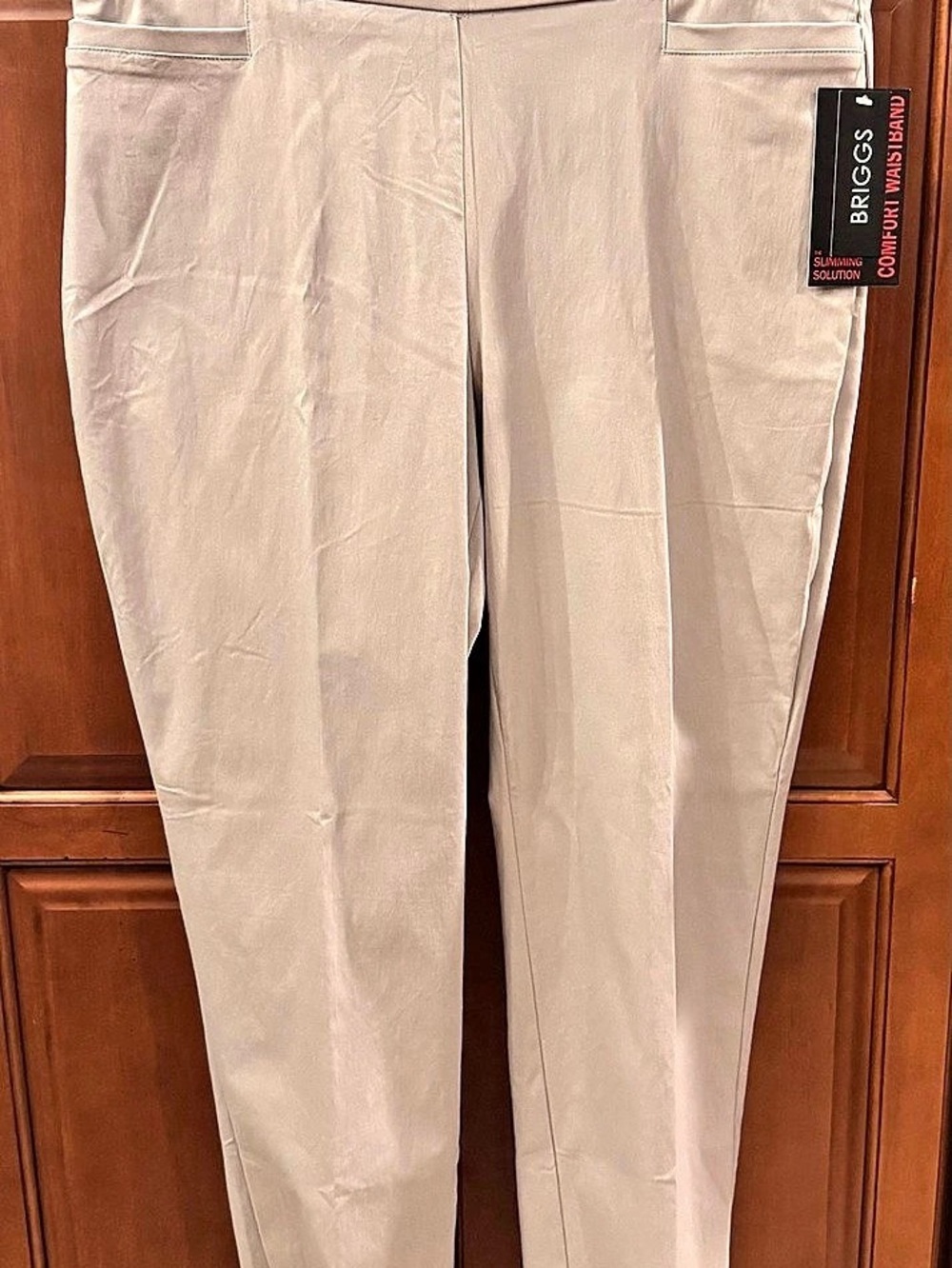 Briggs Tummy Hidden Elastic Comfort Waistband Pants Skinny Pants in Beige Size